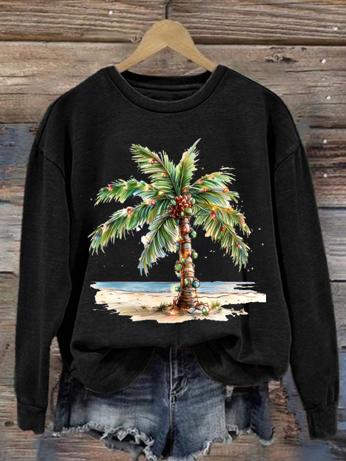 Christmas Palm Tree Christmas Tree Print Sweatshirt