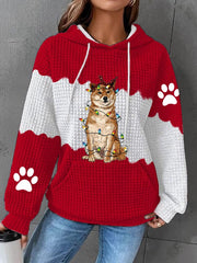 Christmas Dog Mom Casual Waffle Hoodie