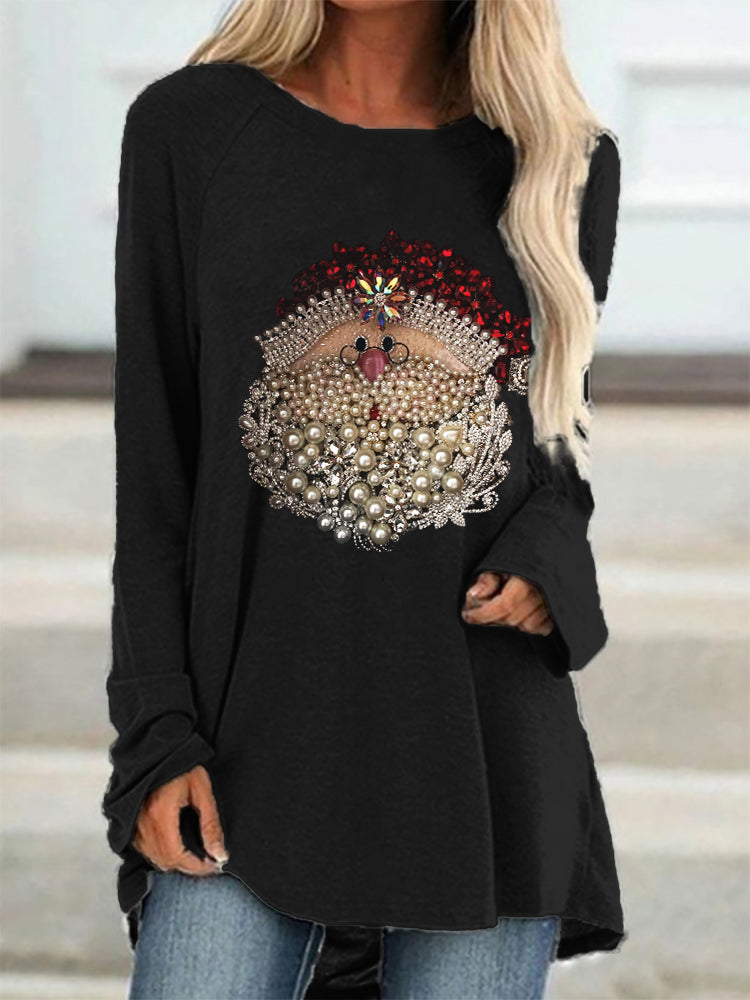 Christmas Santa Claus Jewel Art A Line T Shirt