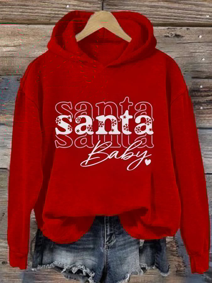 Women's Santa Baby Christmas Printed Hoodie