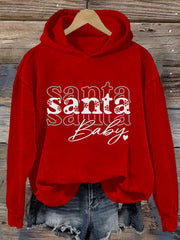 Women's Santa Baby Christmas Printed Hoodie