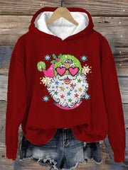 Shiny Santa Print Sweatshirt