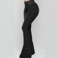 HIGH WAIST STRETCH FLOOR FLARED JEANS