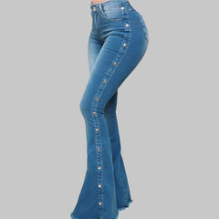 HIGH WAIST STRETCH FLOOR FLARED JEANS