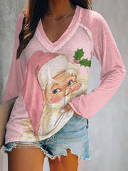 Christmas Women's Casual Printed Long Sleeve T-Shirt