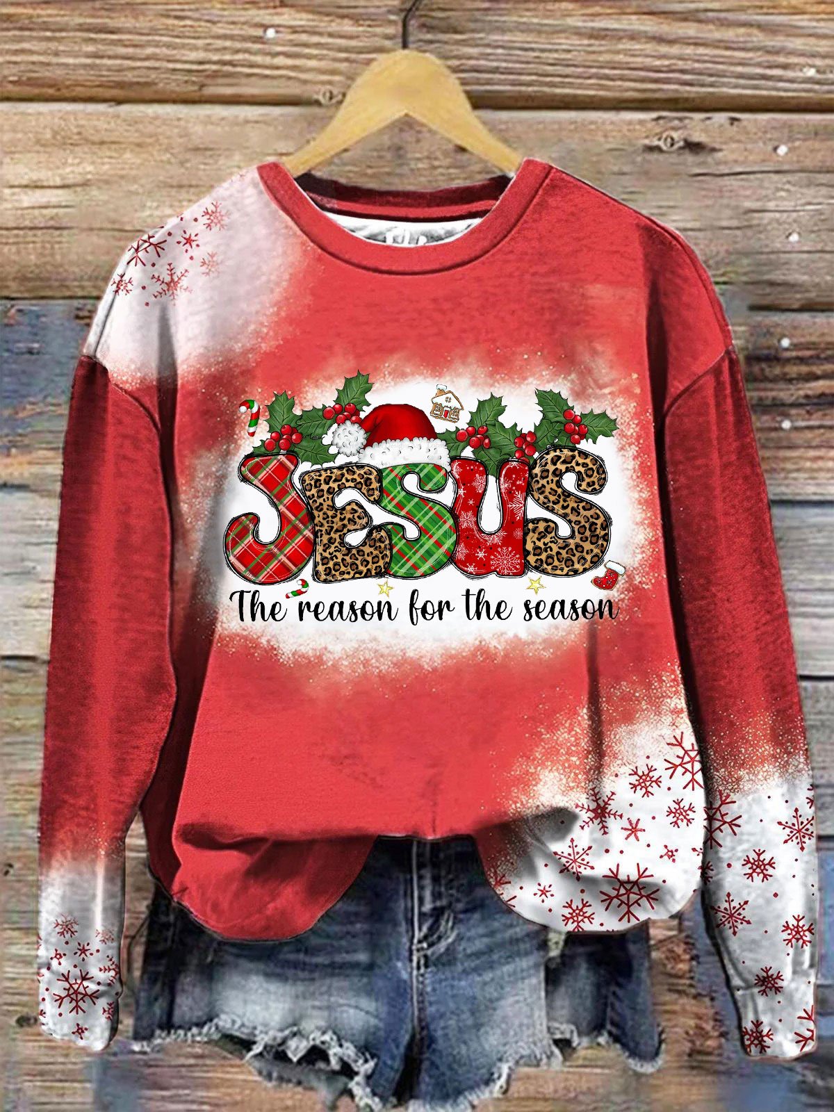 Faith Christmas Jesus The Reason For The Season Print Sweatshirt