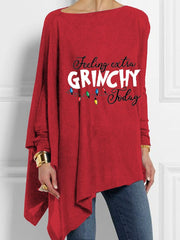 Christmas Grinch Feeling Extra Grinchy Today Lights Print Irregular Top