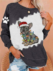 Christmas French Bulldog Mom Print Casual Sweatshirt