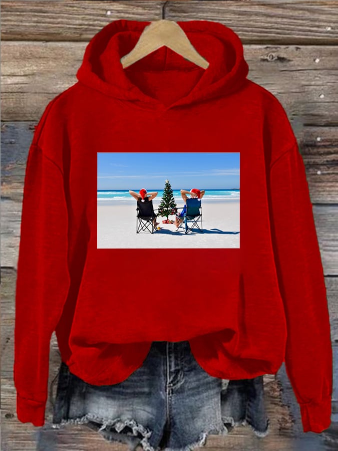 Christmas printed hooded sweatshirt