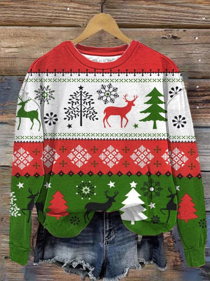 Christmas Holiday Patterned Sweatshirt