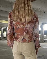 Floral Bubble Sleeve Blouse