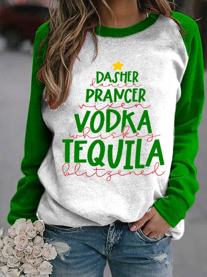 Funny Christmas Dasher Dancer Prancer Vixen Comet Cupid Donner Blitzen Rudolphr Printed Sweatshirt