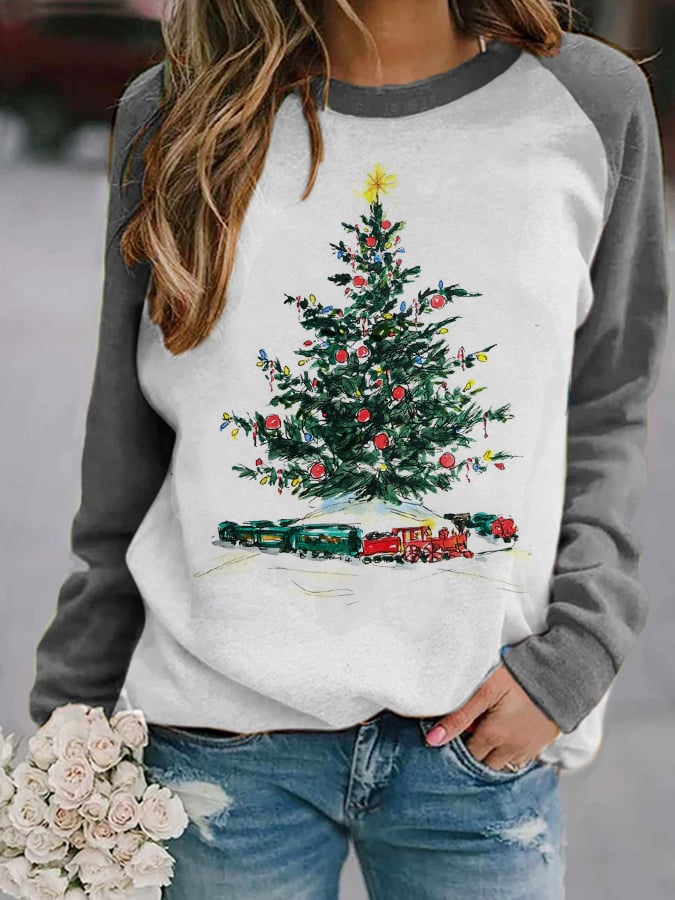 Christmas Tree Truck Print Sweatshirt