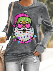 Shiny Santa Print Sweatshirt