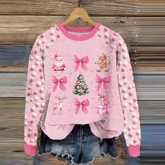 Pink Santa Print Cozy Sweatshirt