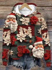 Christmas Fabric Santa Print Hoodie