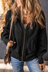 Exposed Seam Zip-Up Hoodie w/Pockets