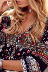 Coffee Boho Style Printed Maxi Dress