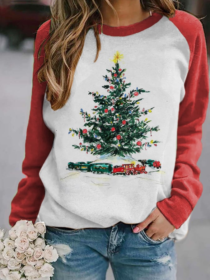 Christmas Tree Truck Print Sweatshirt