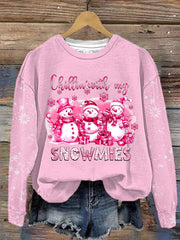 Chillin' With My Snowmies Print Sweatshirt