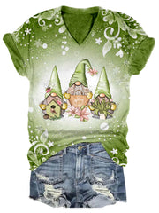 Spring Gnome Print Casual Top