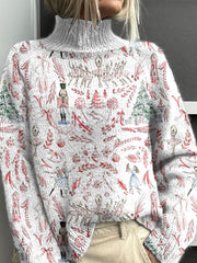 Christmas Nutcracker Christmas Tree Pattern Art Print Knit Turtleneck Pullover Sweater