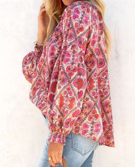 Floral Buttons Long Sleeve Top