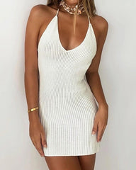 Solid Strappy Bakcless Skinny Mini Dress