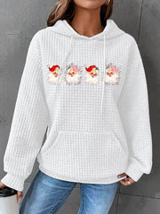 Santa Print  Casual Hoodie