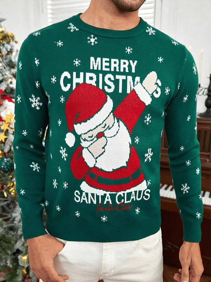 Christmas Pattern Color Block Sweater