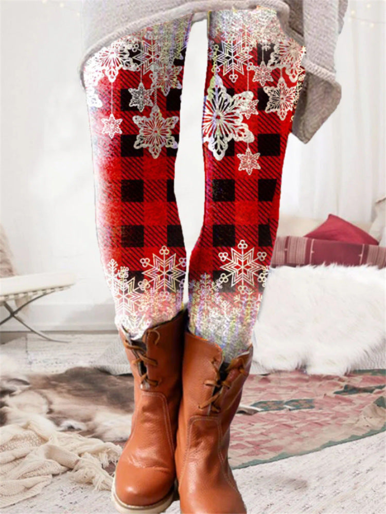 Christmas Plaid Snowflake Cozy Knit Leggings