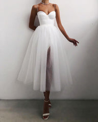 Spaghetti Strap Plain Sheer Mesh Evening Dress