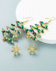Christmas Tree Snowflake Christmas Party Earrings