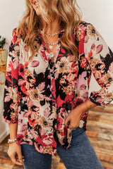 Floral Buttoned 3/4 Sleeve Shirt