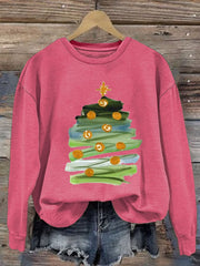 Women'S Casual Abstract Christmas Tree Printed Long Sleeve Sweatshirt