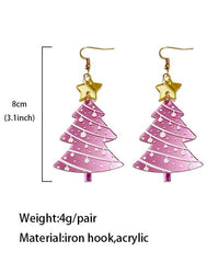 Christmas Earrings Mirror Acrylic Glitter Christmas Tree