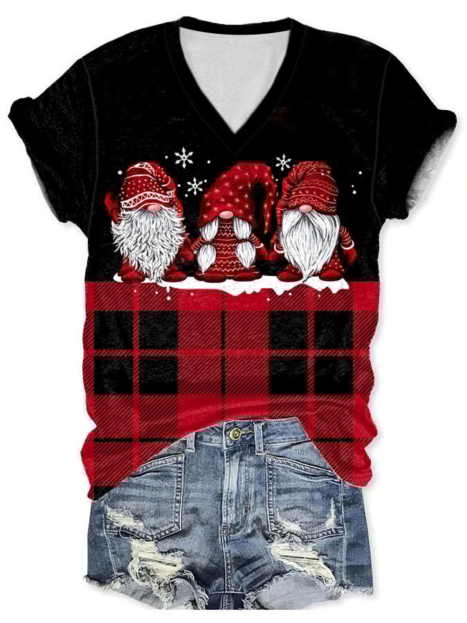 Casual Midget Plaid Print Short Sleeve T-Shirt