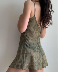 All Over Print Sling Slit Mini Dress Babydolls