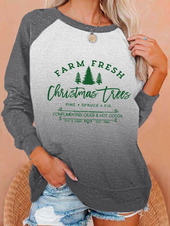 FARM FRESH Christmas trees Print Sweatshirt