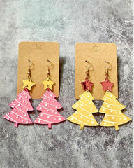 Christmas Earrings Mirror Acrylic Glitter Christmas Tree