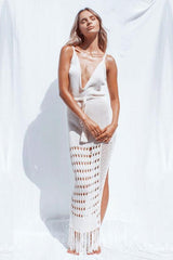 Tassel Crochet Spaghetti Cover Up Dress