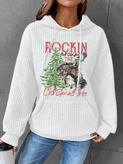 Rockin Around The Christmas Tree Print Waffle Hoodie