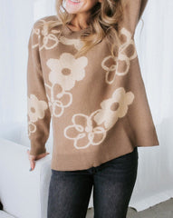 Floral Drop Shoulder Crewneck Sweater