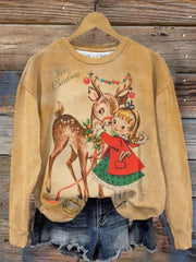 Vintage Christmas Print Casual Top