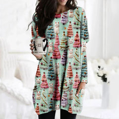 Christmas Tree Cute Cat 3D Print Tunic