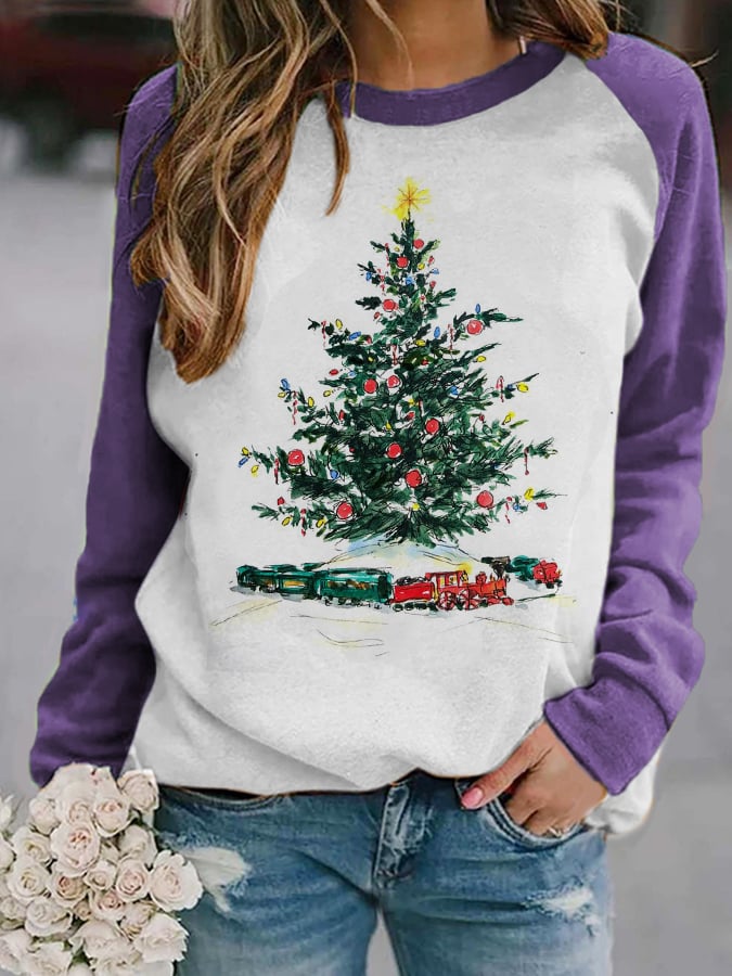 Christmas Tree Truck Print Sweatshirt