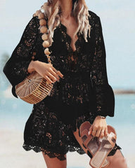 Hollow Out Crochet Lace Cover Up Dress