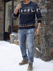 Christmas Pattern Color Block Sweater