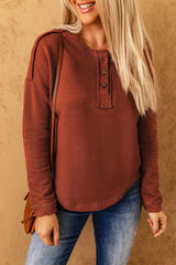 Exposed Seam Henley Top