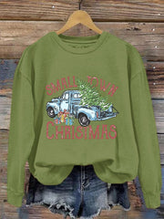 Small Town Christmas Print Crewneck Sweatshirt